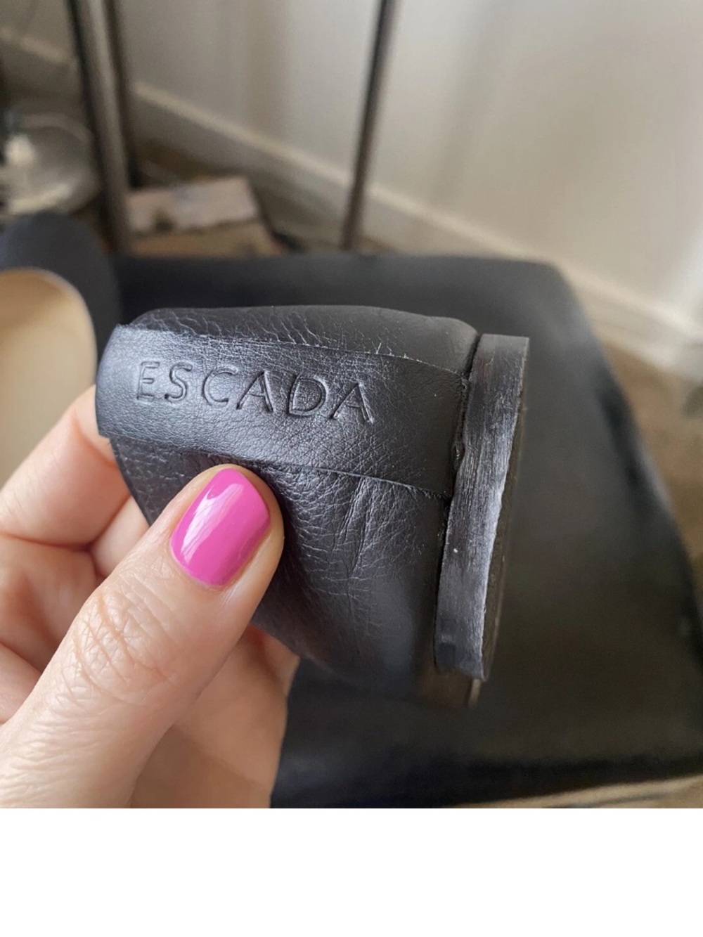 Escada Womens Leather Slide On Round Toe Ballet Flats Black Size 38